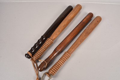 Lot 333 - Four Constabulary Stamped Police Truncheons