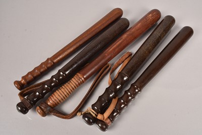 Lot 334 - Five Wooden Police Truncheons