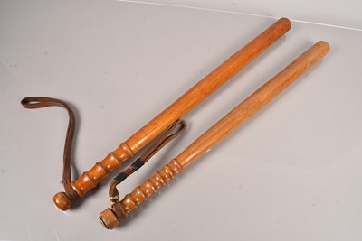 Lot 343 - Two large wooden Police Truncheons