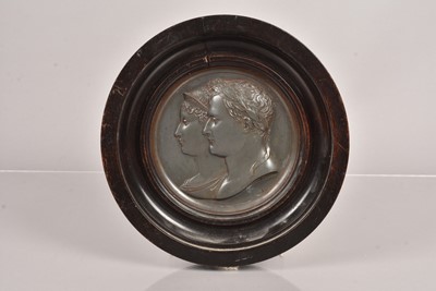 Lot 457 - A framed medallion of Napoleon & Josephine