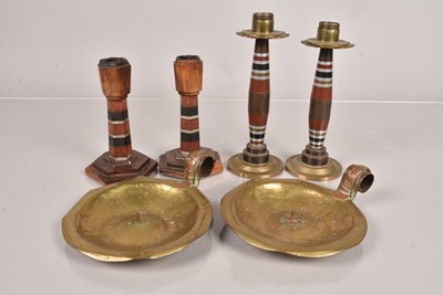 Lot 516 - A collection of trench art candle and chamber sticks