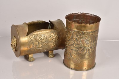 Lot 520 - A trench art coal scuttle