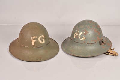 Lot 589 - Two WWII Fire Guard Zuckermann Helmets