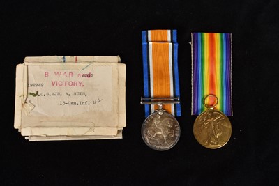 Lot 644 - A WWI Canadian Army Medal Duo and Memorial Plaque