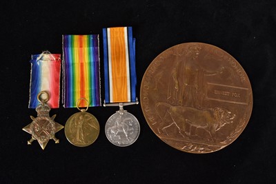 Lot 651 - A WWI Royal Fusiliers Trio and Memorial Plaque