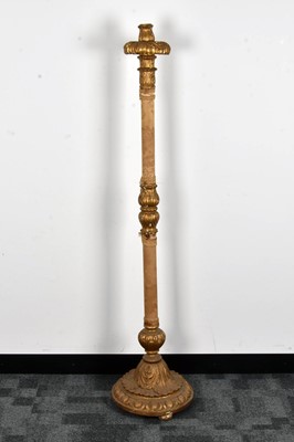 Lot 44 - A mid to late 20th century gilt gesso and damask standard lamp