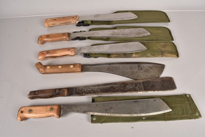 Lot 710 - A group of six military issue machetes