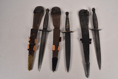 Lot 716 - Three Post War Fairbairn Sykes Fighting Knives