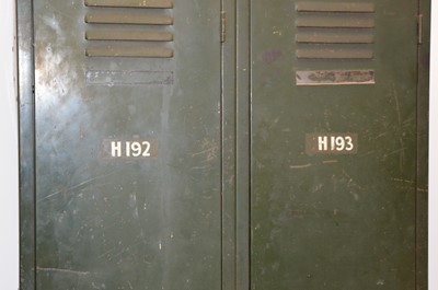 Lot 46 - A pair of 20th century green painted pressed steel lockers