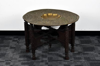 Lot 48 - Large Middle Eastern Folding Brass Topped Table