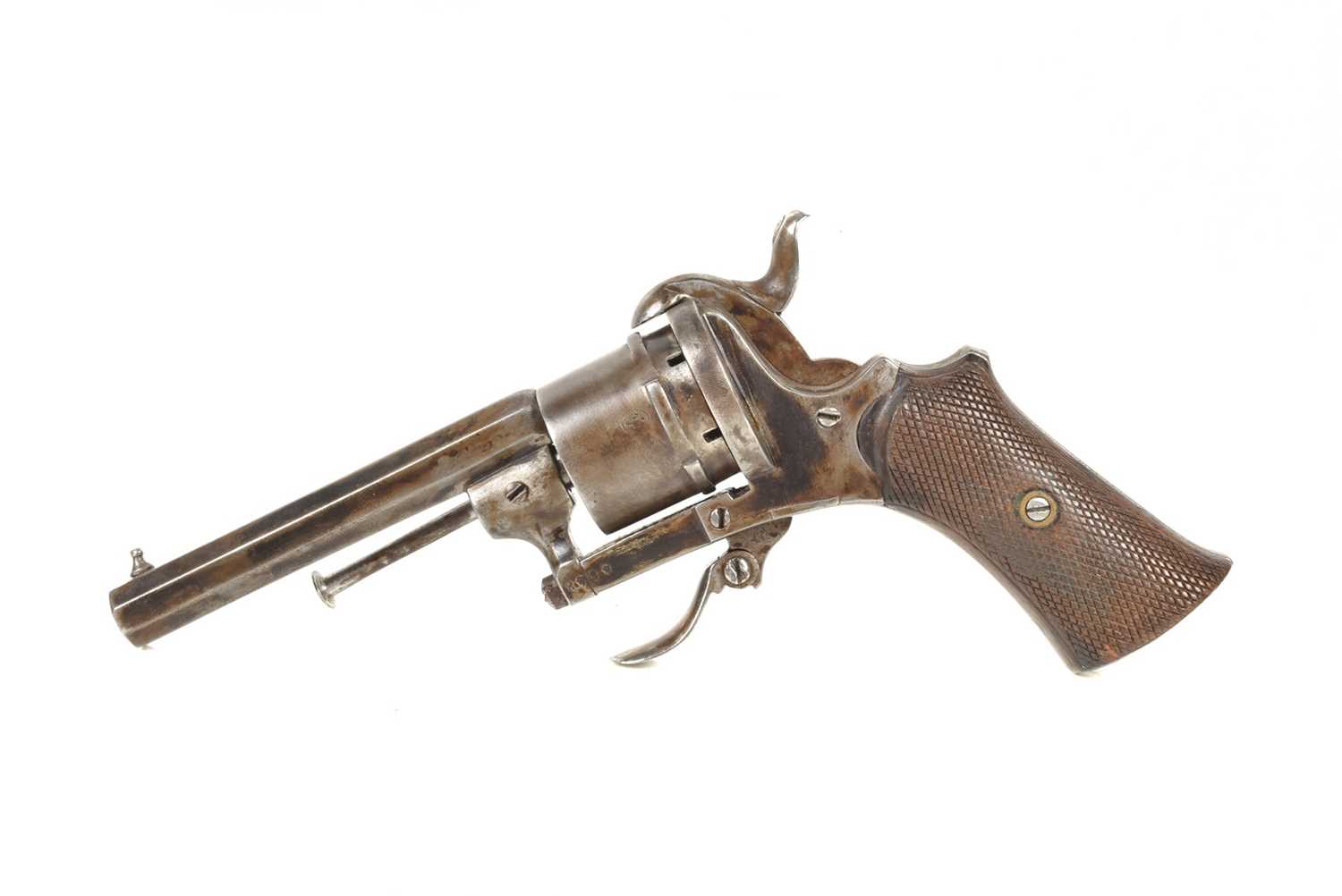 Click A Revolver Lot 829 - A Belgian six-shot revolver,