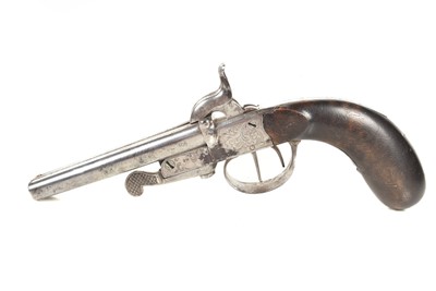 Lot 837 - A Belgian Pinfire Double Barrel Pistol