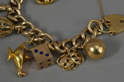 Lot 57 - A 9ct. Gold hollow curbed linked charm bracelet
