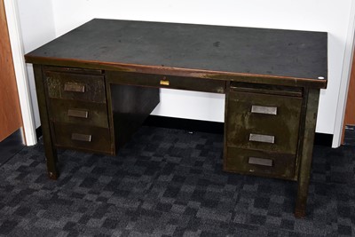 Lot 65 - A large 20th century industrial metal framed desk
