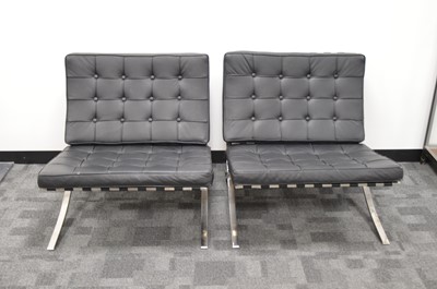 Lot 7 - After Ludwig Mies Van De Rohe a pair of Barcelona style chairs