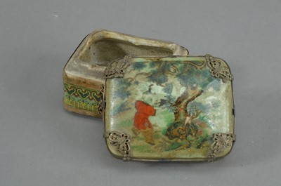 Lot 75 - A Chinese ceramic and metal bound box