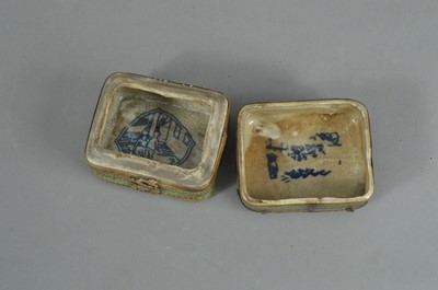 Lot 75 - A Chinese ceramic and metal bound box