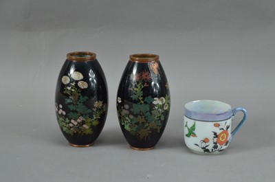 Lot 76 - A pair of small Japanese cloisonne vases