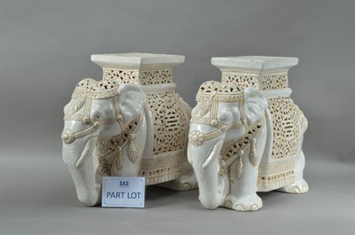 Lot 79 - Three large far eastern pottery elephants