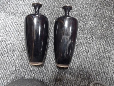 Lot 88 - A pair of Japanese narrow necked ceramic vases