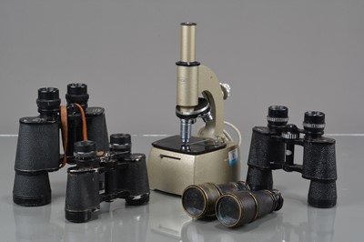 Lot 262 - A Prior Microscope and Binoculars