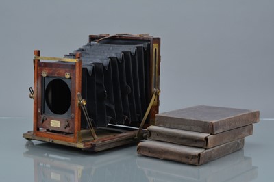 Lot 300 - A W. Watson & Sons Whole Plate Mahogany and Brass Camera