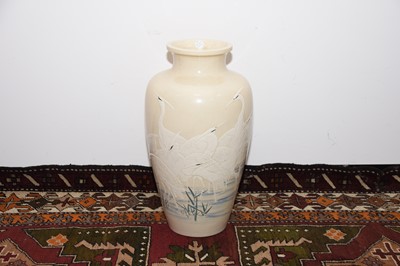 Lot 35 - A first half 20th century Japanese earthenware crane design vase