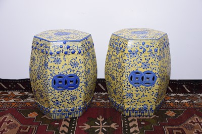 Lot 39 - A pair of mid 20th century Chinese porcelain conservatory barrel seats