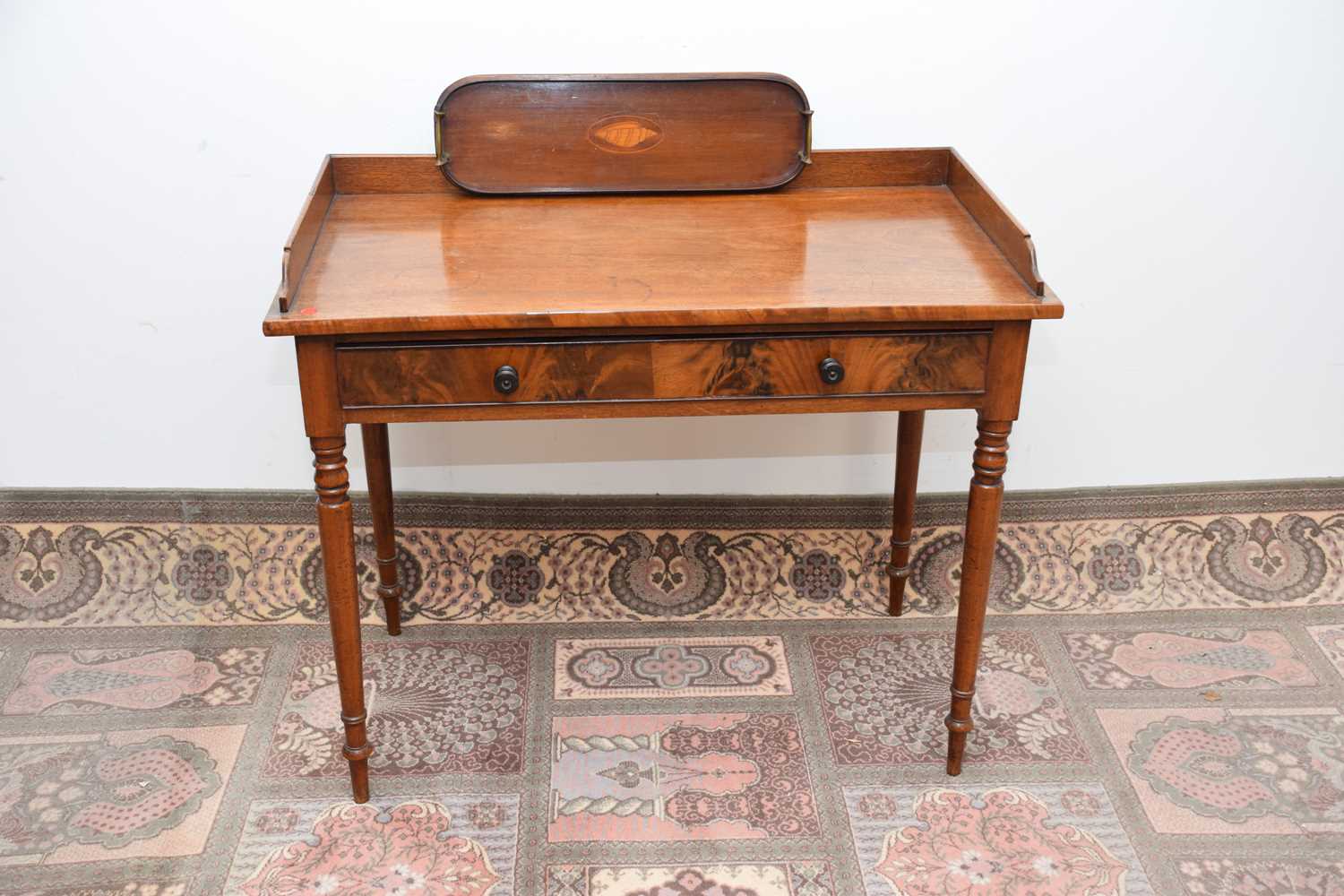 Lot 46 - A Victorian mahogany side table together with an Edwardian tray