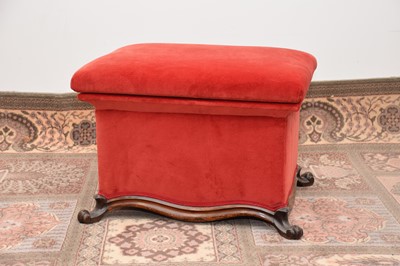 Lot 68 - A Victorian carved walnut and red velvet upholstered footstool