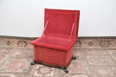 Lot 68 - A Victorian carved walnut and red velvet upholstered footstool