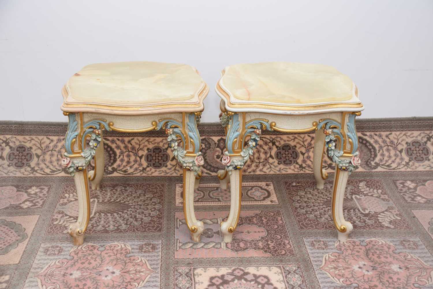 Lot 77 - A pair of modern Spanish white painted occasional tables