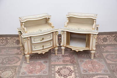 Lot 78 - A pair of modern Spanish white painted bedside cabinets