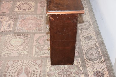 Lot 99 - A Victorian period mahogany apothecary drawer unit, 246cm wide and 64cm high, with multiple drawers, most with glass applied sign and glass knobs, AF