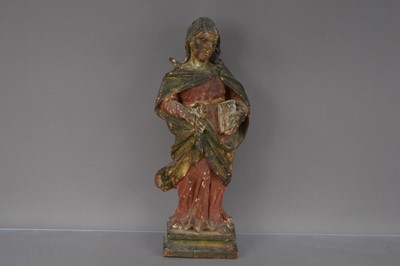 Lot 151 - A 19th century Italian carved wood and painted religious figure