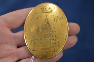Lot 155 - An interesting George III period Napoleonic era gilt brass shoulder plate badge
