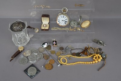 Lot 163 - A group of watches and coins and other items