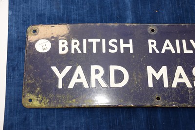 Lot 174 - A vintage British Railways Yard Master blue and white enamel tin sign