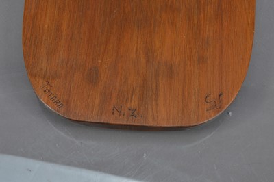 Lot 193 - A 19th Century New Zealand woods treen box and a later vintage carved Koruru Mask