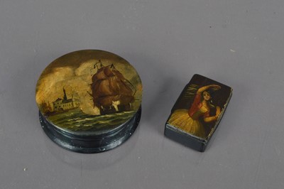 Lot 198 - Two 19th Century papier mâché snuff boxes