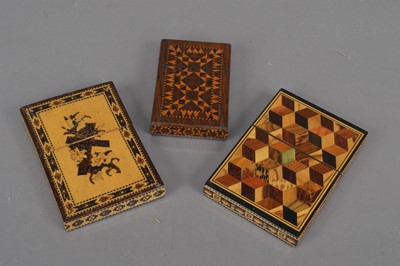 Lot 200 - Three Victorian Tunbridge Ware calling card cases