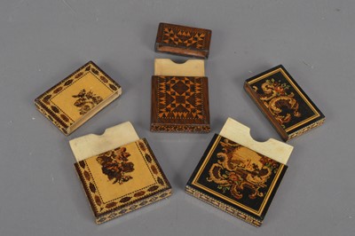 Lot 200 - Three Victorian Tunbridge Ware calling card cases