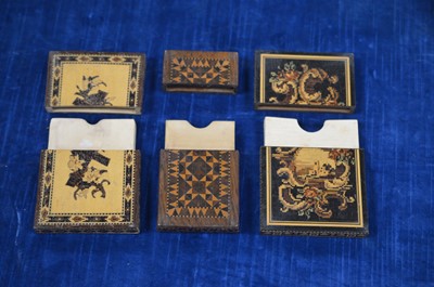 Lot 200 - Three Victorian Tunbridge Ware calling card cases