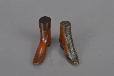 Lot 214 - Two 19th century miniature treen boots