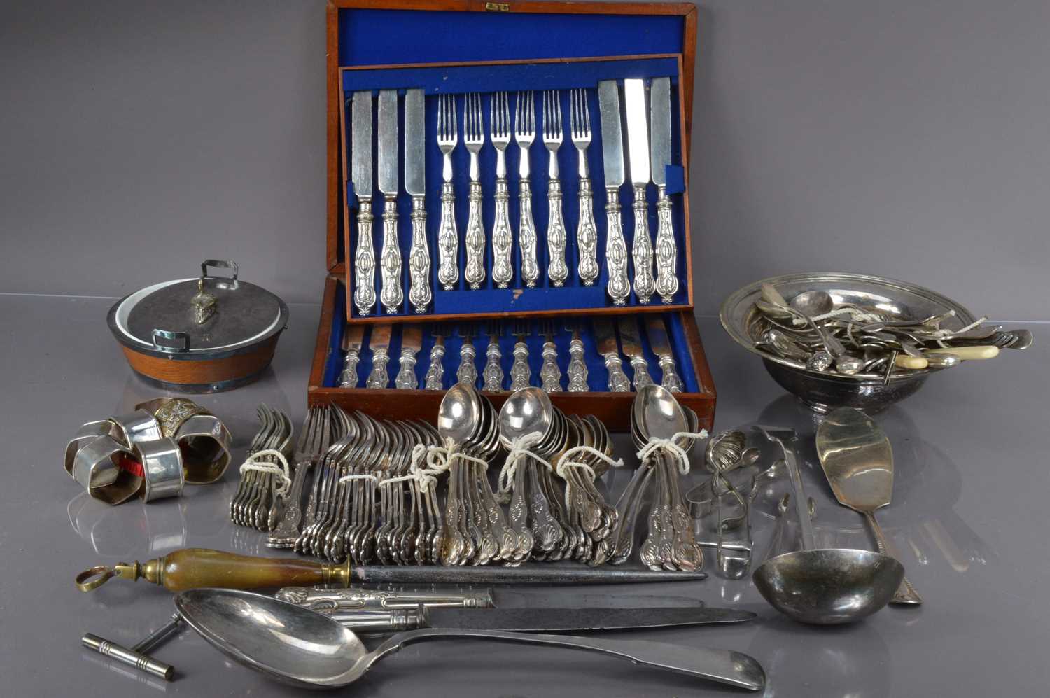 Lot 247 - A quantity of antique silver plated cutlery mostly in Kings Pattern