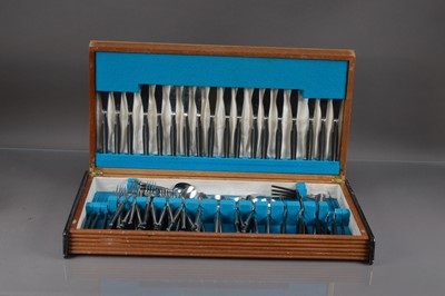 Lot 263 - An extensive Mid-Century Modern canteen of steel and ebony cutlery