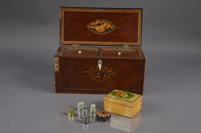 Lot 274 - A 19th Century mahogany tea caddy with marquetry inlays
