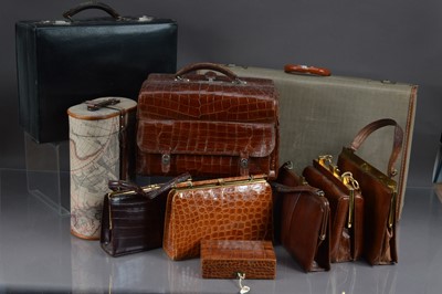 Lot 278 - Various crocodile skin and leather handbags and cases etc