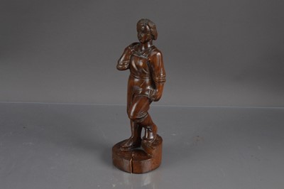 Lot 282 - A hand-carved hardwood Art Deco era sculpture of a female factory worker