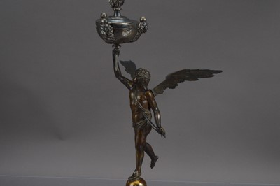 Lot 291 - An unusual antique bronzed sculpture of a neoclassical winged angel